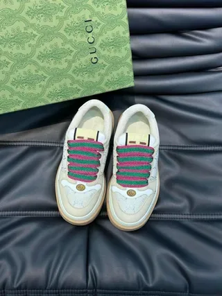 Gucci Screener Beige Multicolor GG Monogram Canvas Padded Collar Lifestyle Sneakers 9