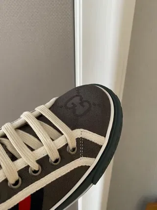 Gucci Screener Charcoal Gray Web Stripe High-Top Lifestyle Sneakers 5
