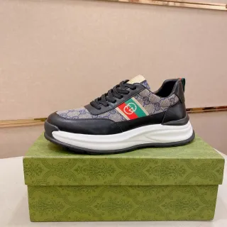 Gucci Screener GG Monogram Canvas and Leather Black Red Green Web Lifestyle Sneakers