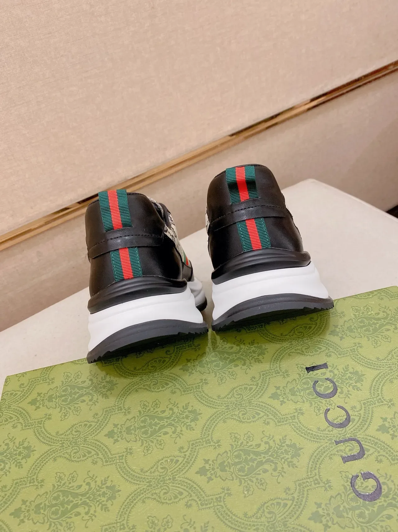Gucci Screener GG Monogram Canvas and Leather Black Red Green Web Lifestyle Sneakers 8