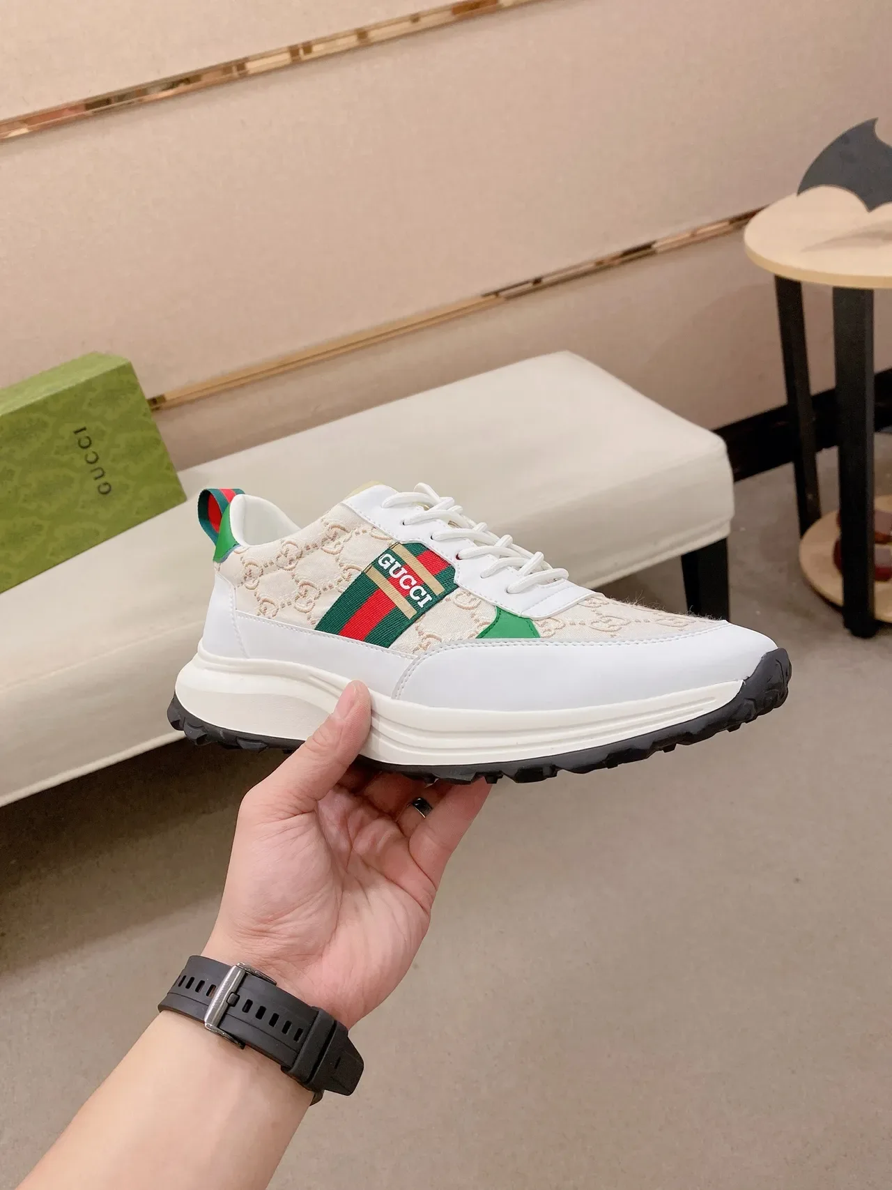 Gucci Screener GG Monogram Web Stripe Chunky Sneakers 4