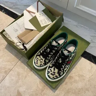 Gucci Screener Leopard-Print Knit Lifestyle Sneakers