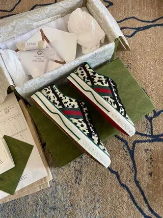 Gucci Screener Leopard-Print Knit Lifestyle Sneakers 3