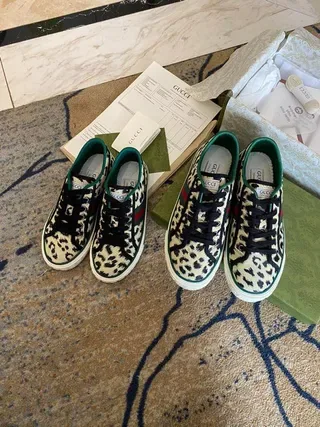 Gucci Screener Leopard-Print Knit Lifestyle Sneakers 4
