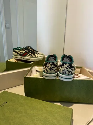 Gucci Screener Leopard-Print Knit Lifestyle Sneakers 5