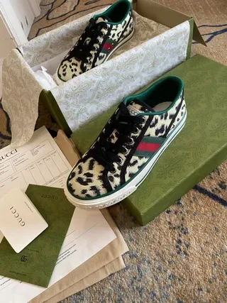 Gucci Screener Leopard-Print Knit Lifestyle Sneakers 6