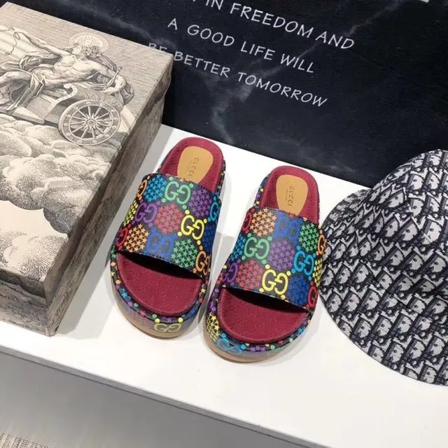 Gucci Screener Multicolor GG Monogram Platform Slippers 4