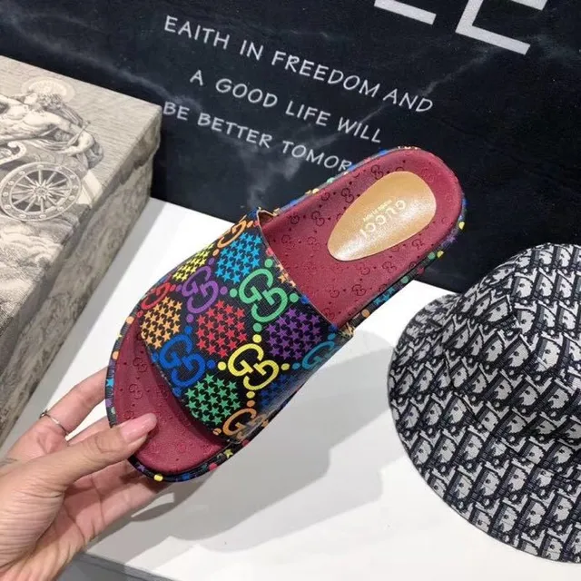 Gucci Screener Multicolor GG Monogram Platform Slippers 6