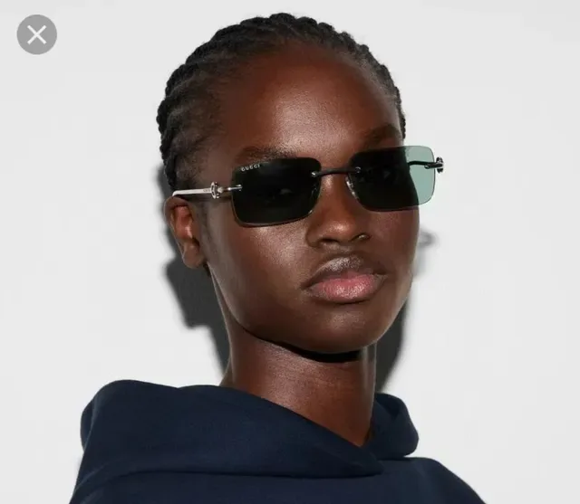 Gucci Screener Silver Transparent Rimless Rectangular Sunglasses 2