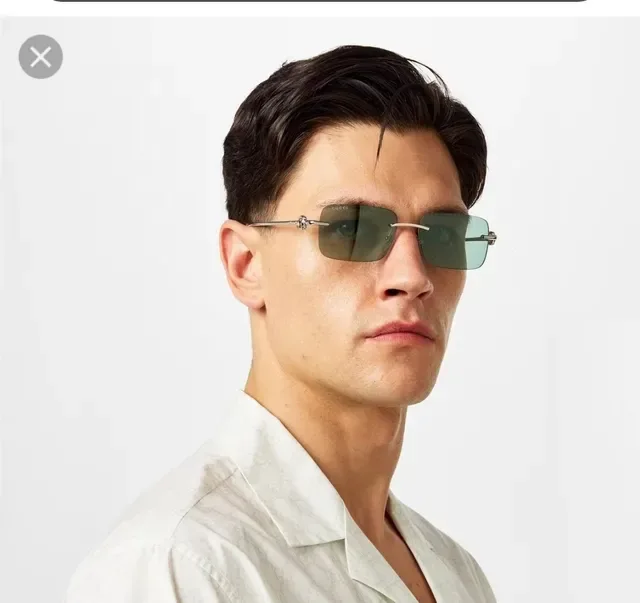 Gucci Screener Silver Transparent Rimless Rectangular Sunglasses 3