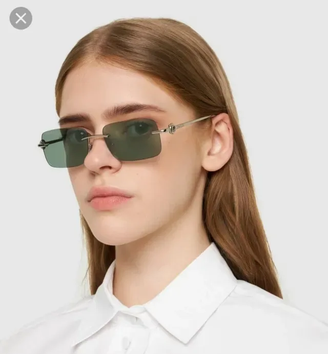 Gucci Screener Silver Transparent Rimless Rectangular Sunglasses 4