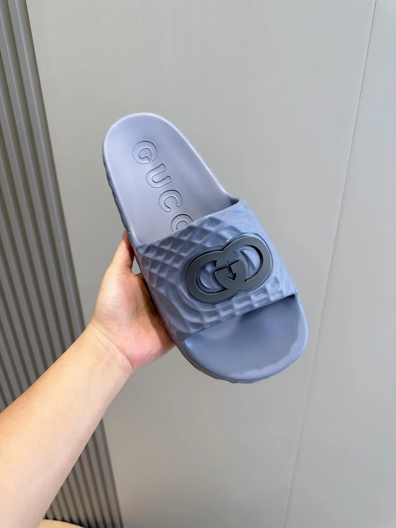 Gucci Screener Slide Translucent Gray Molded Rubber Slipper 4