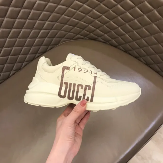Gucci Screener White Brown Chunky Sole Leather Upper Lifestyle Sneakers 5