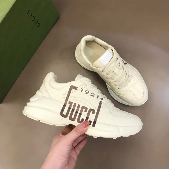 Gucci Screener White Brown Chunky Sole Leather Upper Lifestyle Sneakers 6
