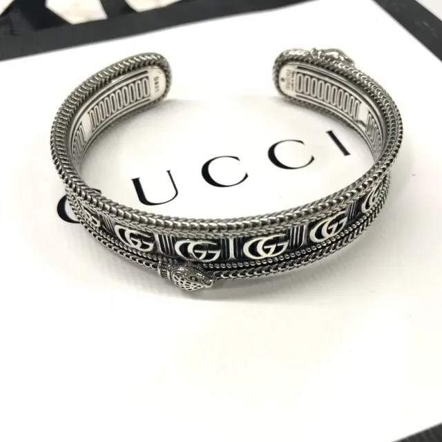 Gucci Serpenti Braided Rope GG Motif Snake Head Cuff Bracelet 2