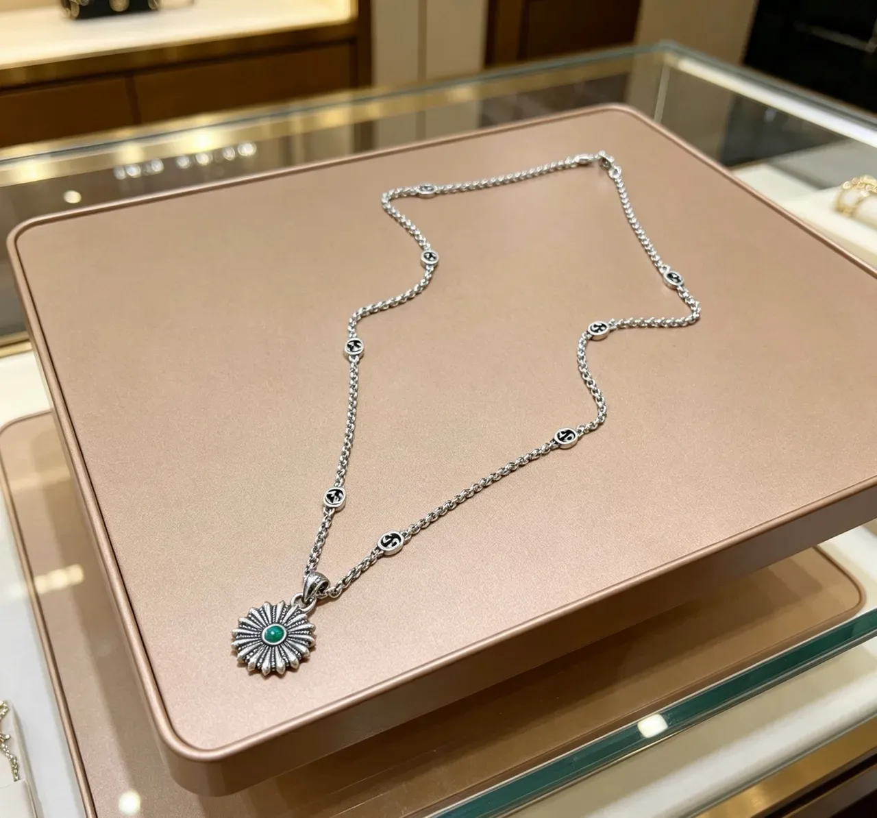 Gucci Silver Black Ball Chain Interlocking G Logo Beads Necklace 2