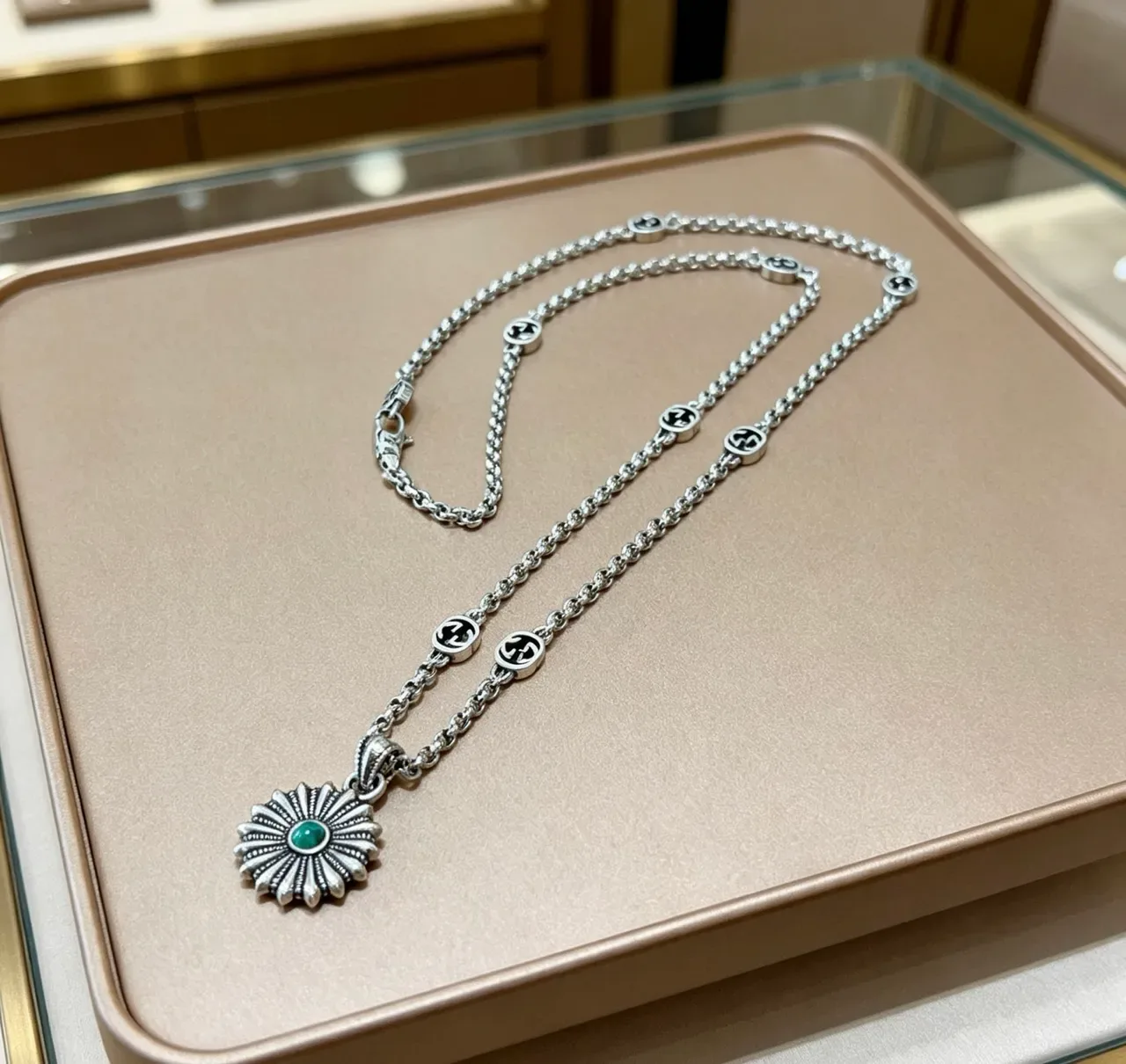 Gucci Silver Black Ball Chain Interlocking G Logo Beads Necklace 4