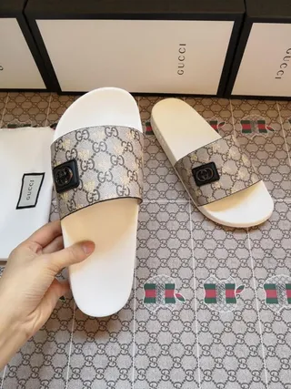 Gucci Slide Beige GG Monogram White Sole Slippers 3