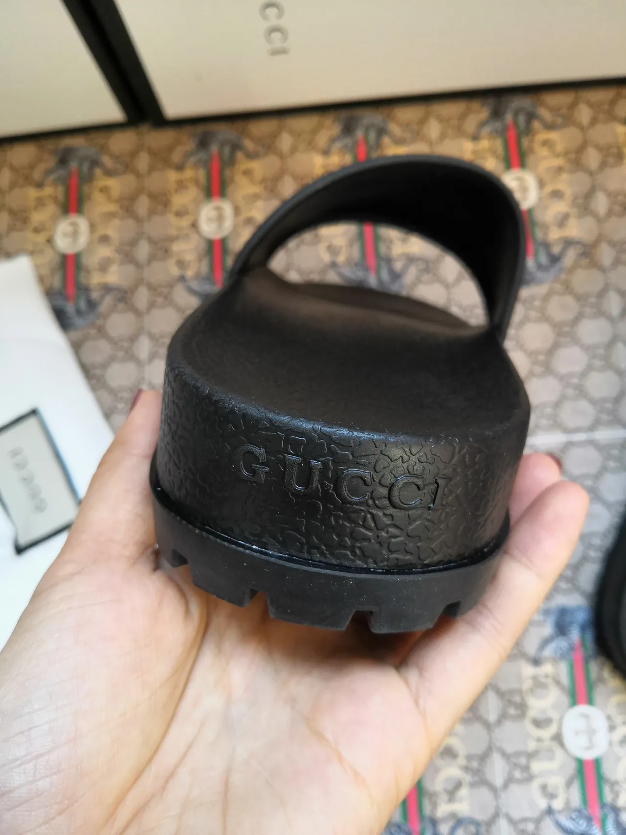 Gucci Slide Black Embossed GG Monogram Slippers 5