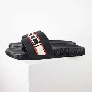 Gucci Slide काला लाल मोल्डेड रबर चौड़ी पट्टी चप्पल