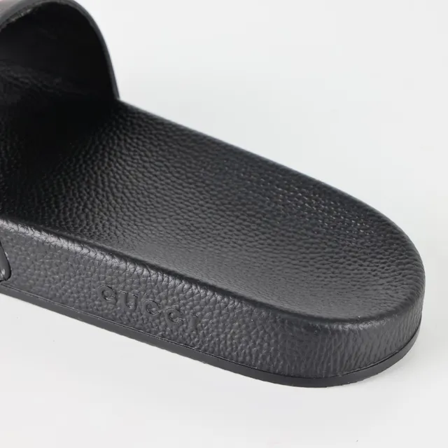 Gucci Slide Black Red Molded Rubber Wide Strap Slippers 4
