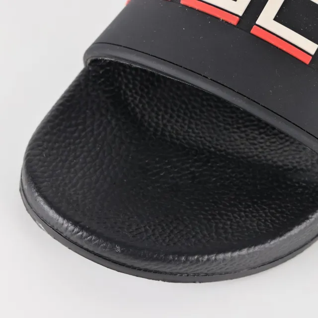 Gucci Slide Black Red Molded Rubber Wide Strap Slippers 5