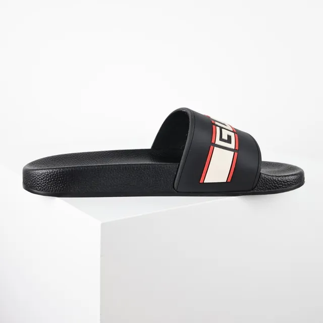 Gucci Slide Black Red Molded Rubber Wide Strap Slippers 7