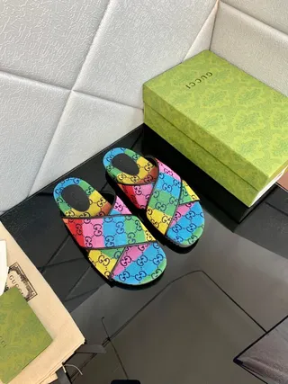 Gucci Slide Rainbow GG Monogram Slippers 3