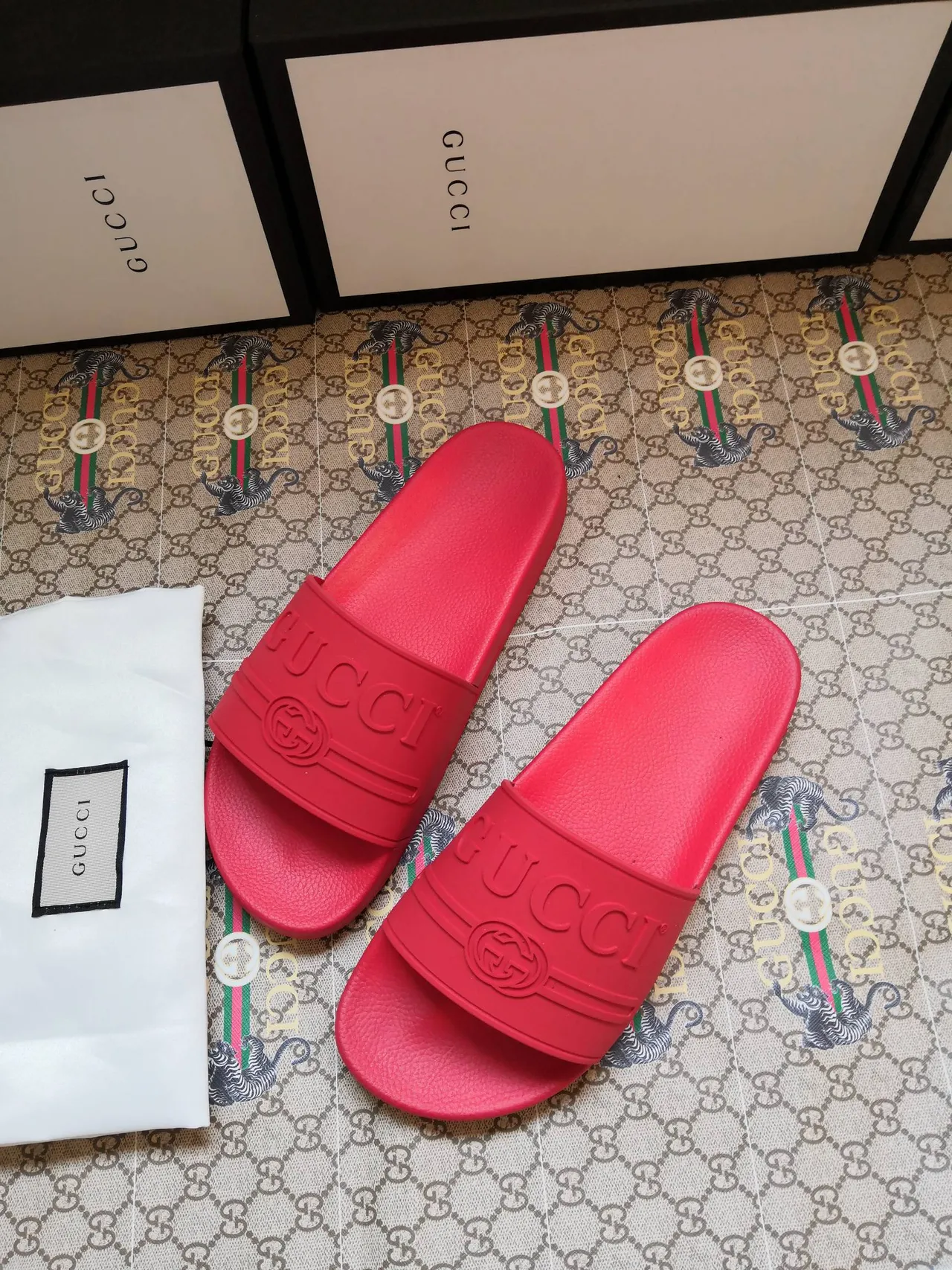 Gucci Slide Red Molded Rubber Slippers 3