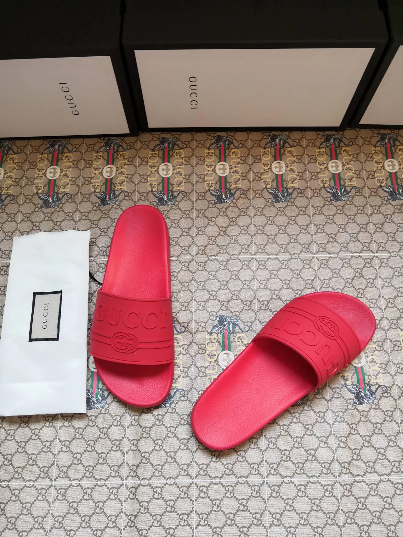 Gucci Slide Red Molded Rubber Slippers 4