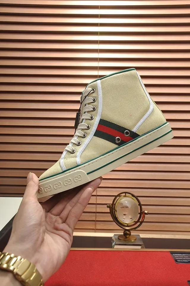 Gucci Tennis 1977 Beige Canvas High-Top Lifestyle Sneaker 5