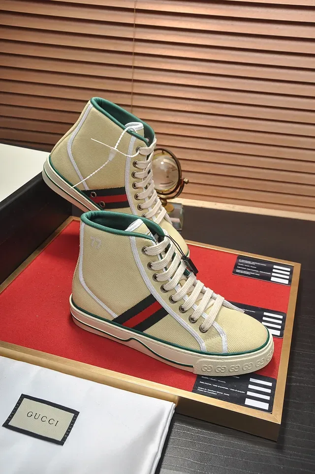 Gucci Tennis 1977 Beige Canvas High-Top Lifestyle Sneaker 6