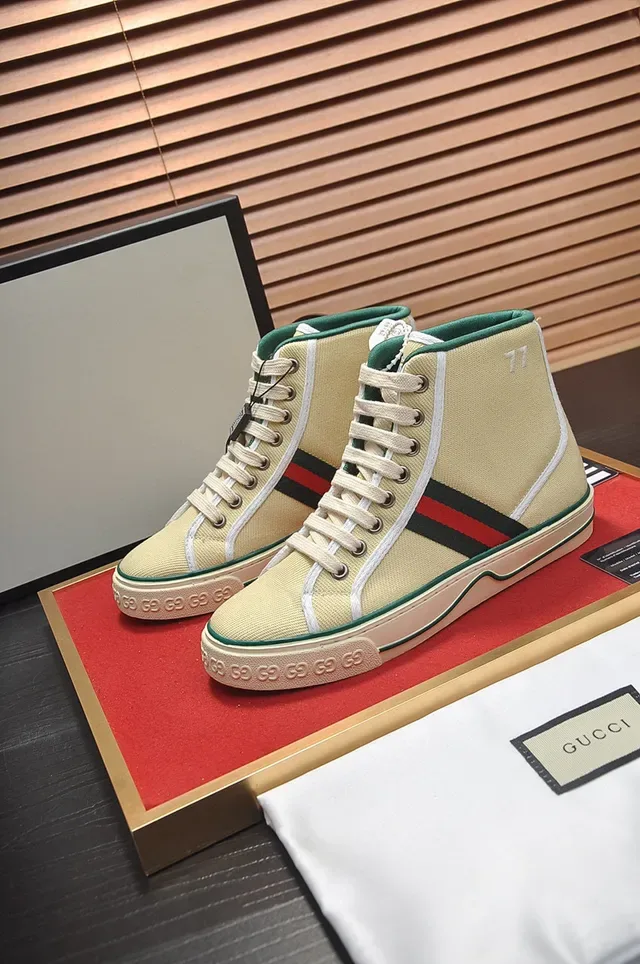Gucci Tennis 1977 Beige Canvas High-Top Lifestyle Sneaker 7