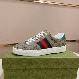 Gucci Tennis 1977 Beige GG Monogram Web Stripe سنيكرز لايف ستايل