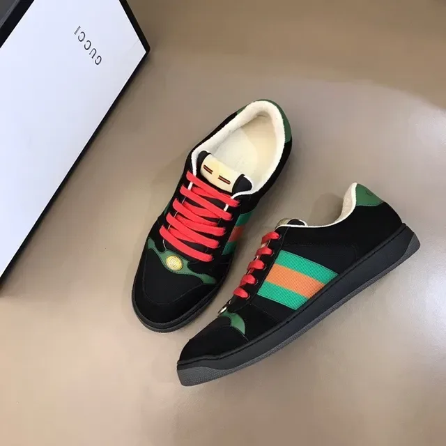 Gucci Tennis 1977 Black Green Orange Web Stripe Lifestyle Sneakers 5