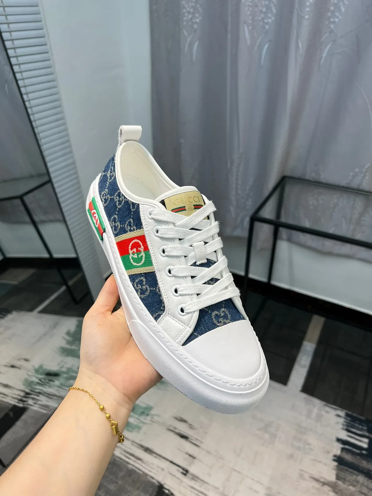 Gucci Tennis 1977 Sneakers Lifestyle en Denim et Blanc 6