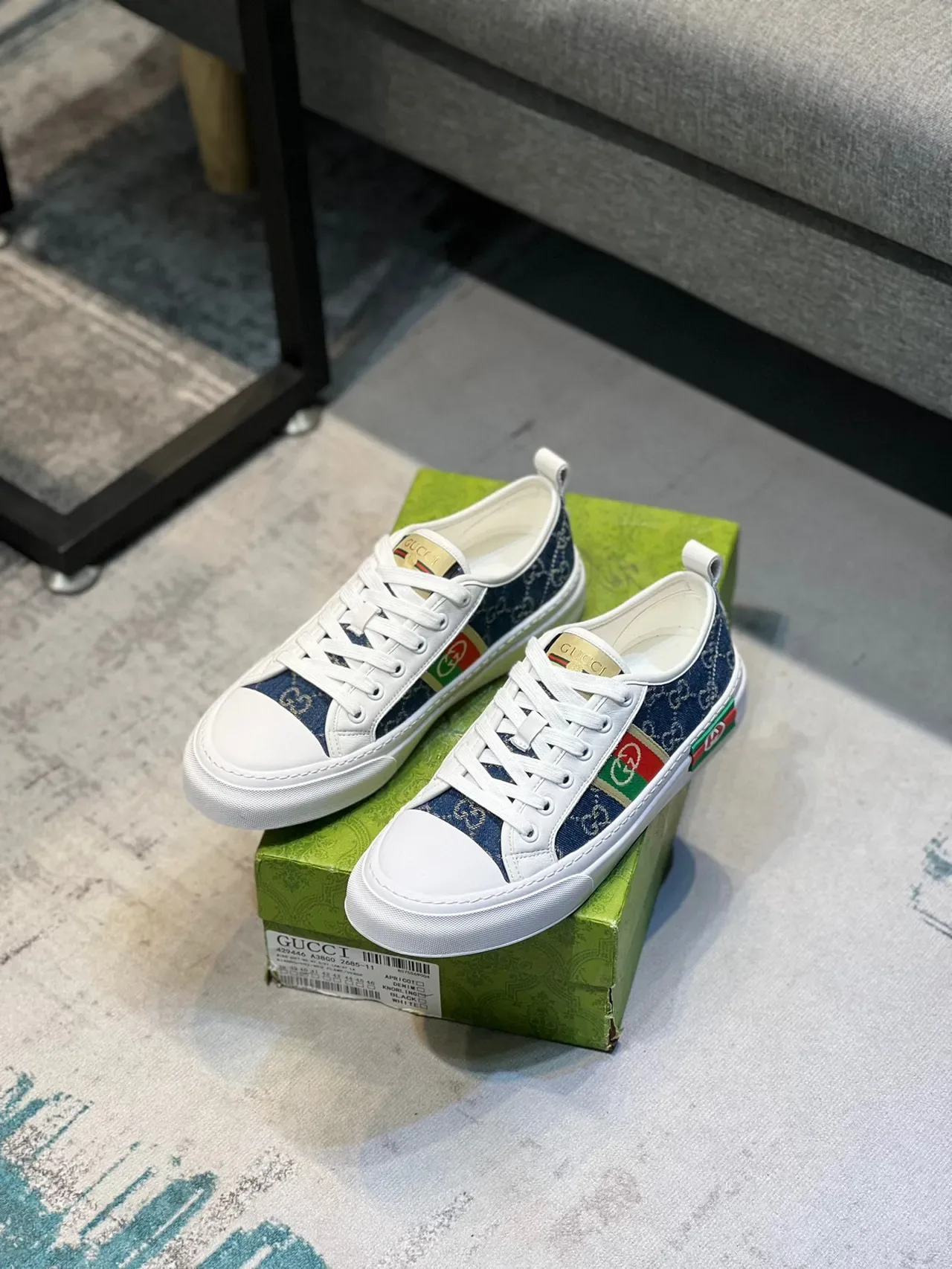 Gucci Tennis 1977 Sneakers Lifestyle en Denim et Blanc 7