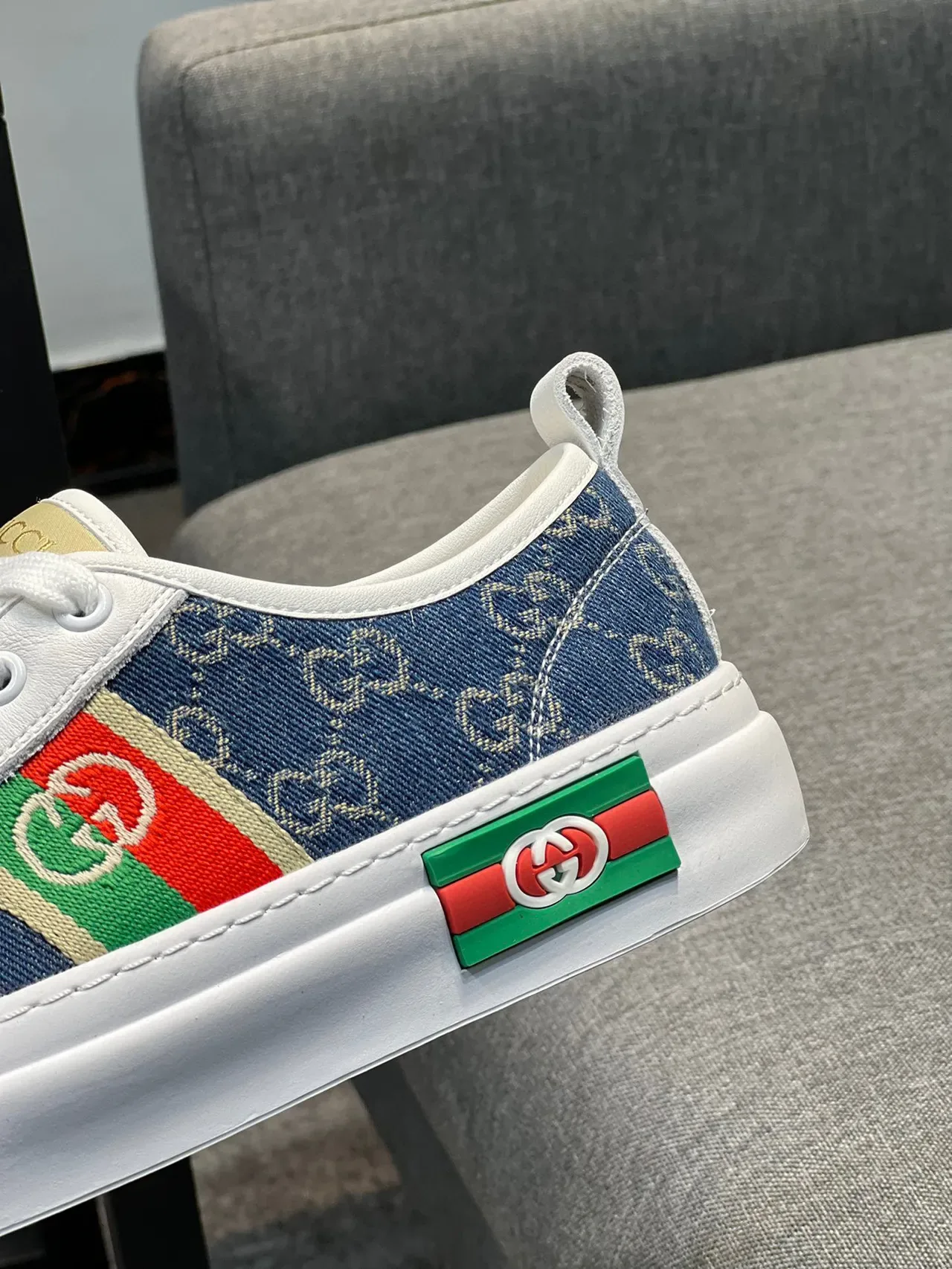 Gucci Tennis 1977 Sneakers Lifestyle en Denim et Blanc 8