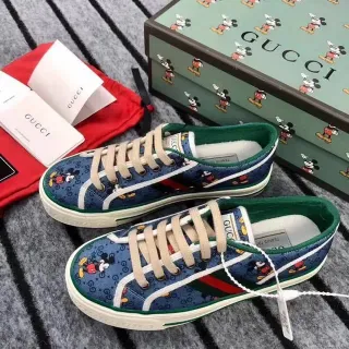 Gucci Tennis 1977 Navy Blue Mickey Mouse Print Lifestyle Sneakers
