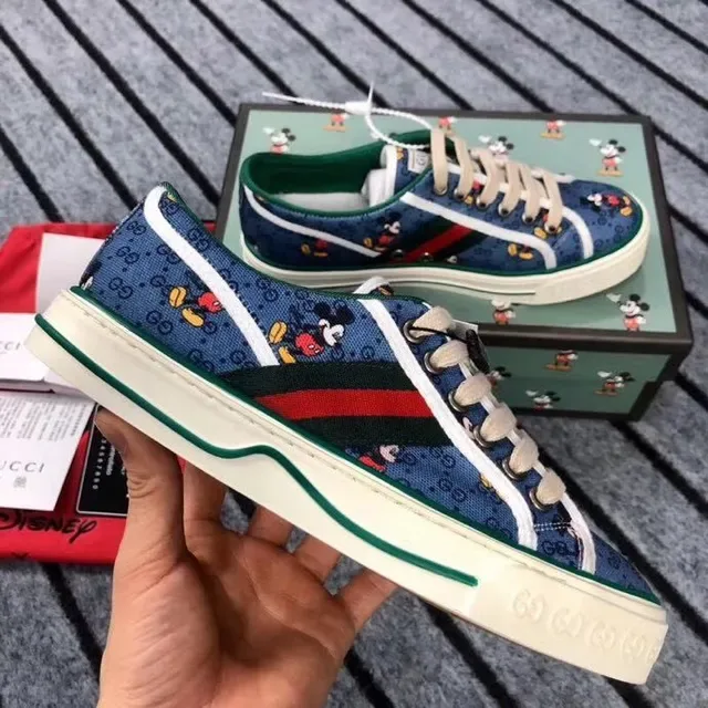 Gucci Tennis 1977 Navy Blue Mickey Mouse Print Lifestyle Sneakers 2