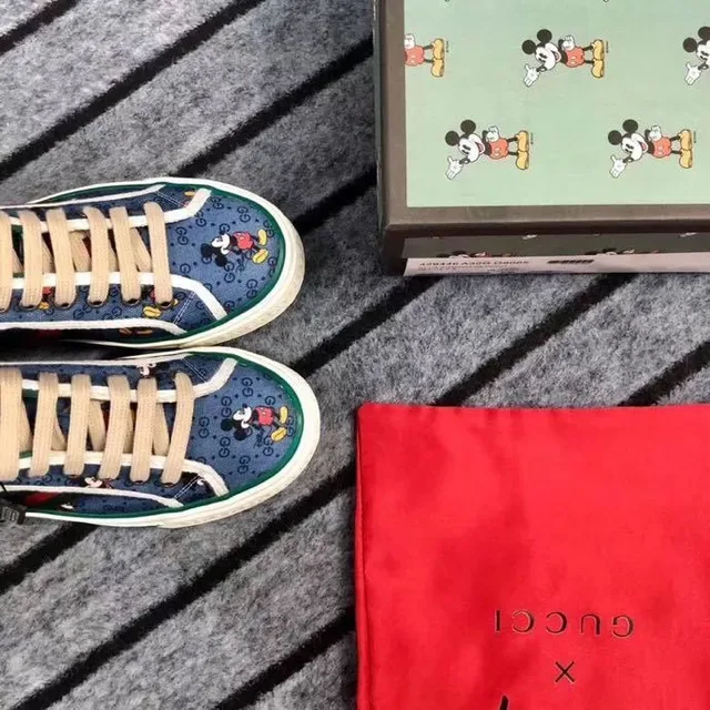 Gucci Tennis 1977 Navy Blue Mickey Mouse Print Lifestyle Sneakers 3