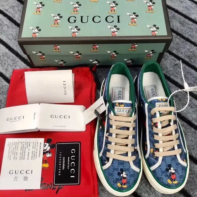 Gucci Tennis 1977 Navy Blue Mickey Mouse Print Lifestyle Sneakers 5