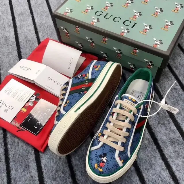 Gucci Tennis 1977 Navy Blue Mickey Mouse Print Lifestyle Sneakers 6