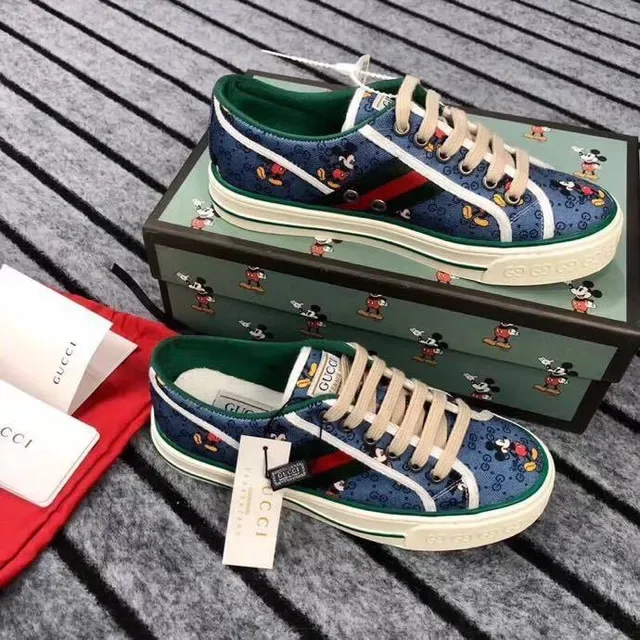 Gucci Tennis 1977 Navy Blue Mickey Mouse Print Lifestyle Sneakers 7