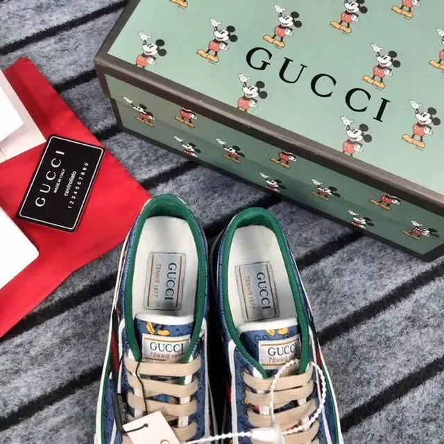 Gucci Tennis 1977 Navy Blue Mickey Mouse Print Lifestyle Sneakers 8