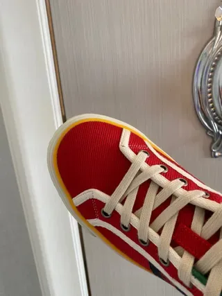 Gucci Tennis 1977 Red Green Web High-Top Lifestyle Sneakers 8