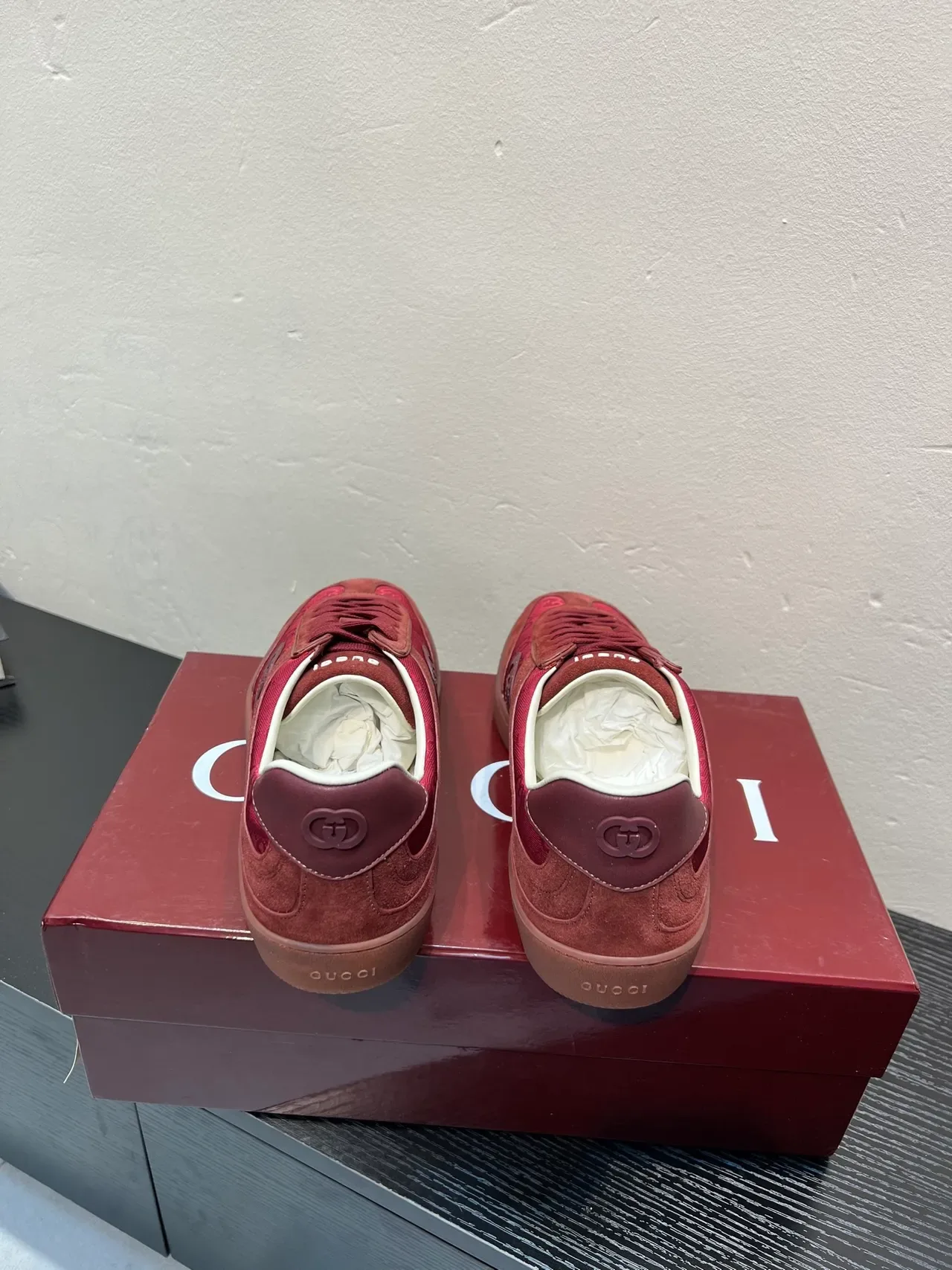 Gucci Tennis 1977 Red Monogram Canvas and Suede Lifestyle Sneakers 6