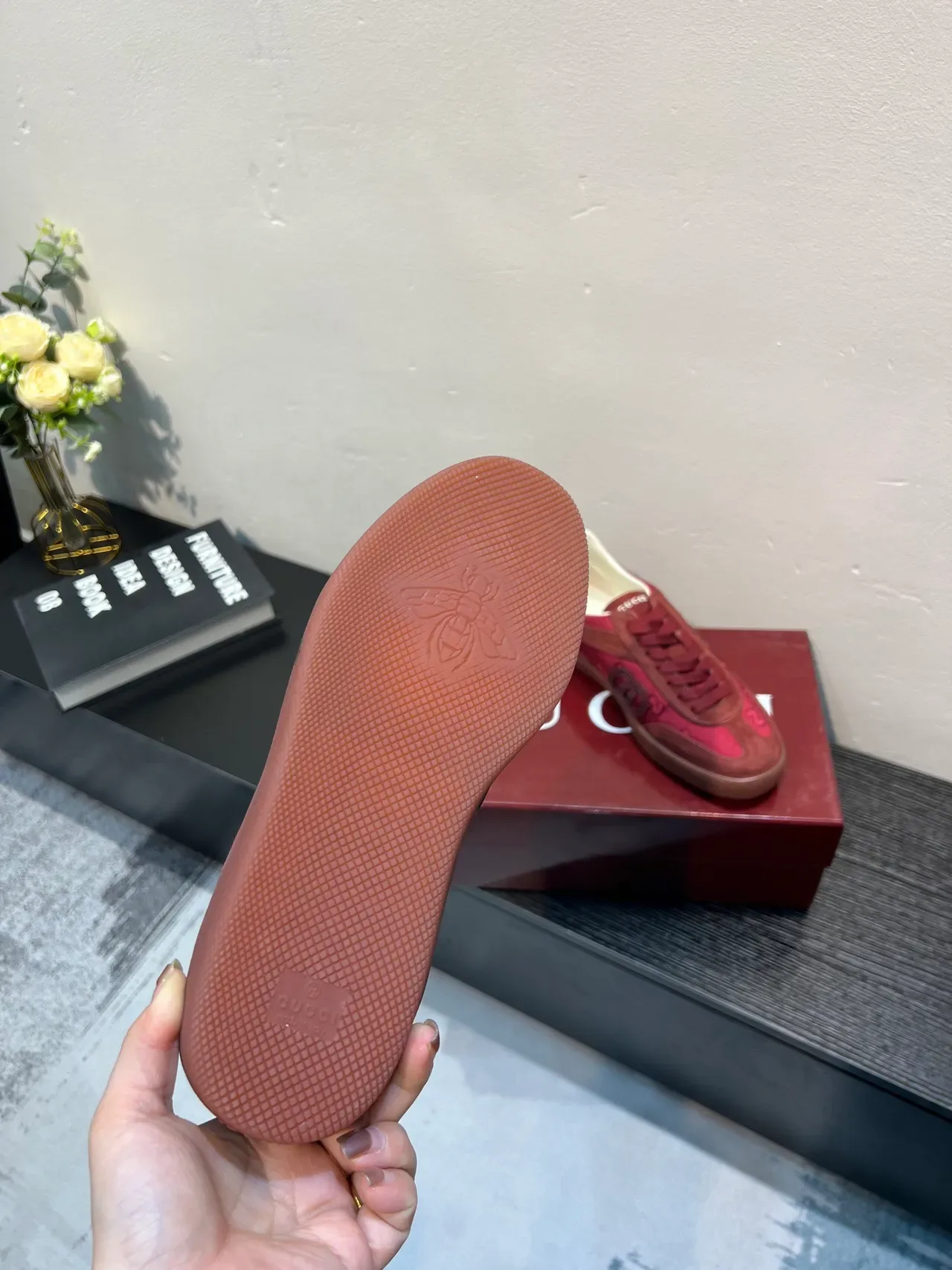 Gucci Tennis 1977 Red Monogram Canvas and Suede Lifestyle Sneakers 8