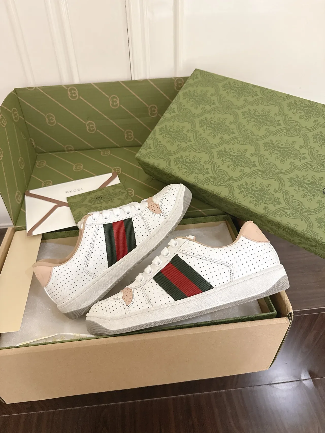 Gucci Tennis 1977 Blanc Beige Vert Rouge Chaussures lifestyle 2