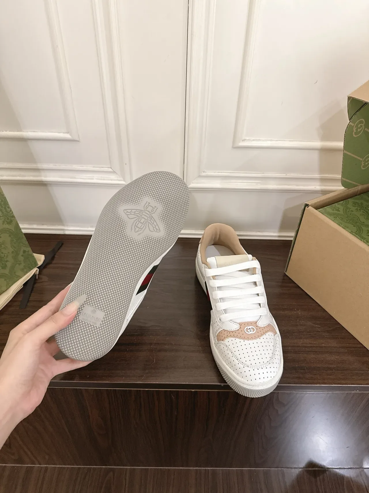 Gucci Tennis 1977 Blanc Beige Vert Rouge Chaussures lifestyle 3